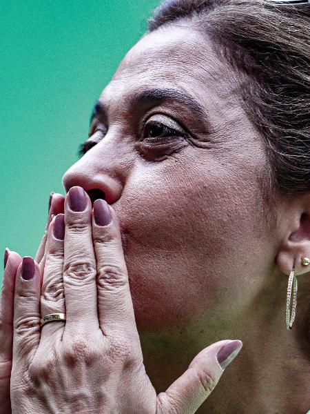 Leila Pereira, presidente do Palmeiras, antes de jogo contra o Fluminense