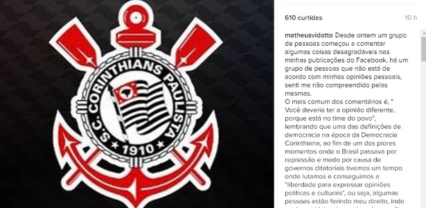Matheus Vidotto se defende no Facebook - Reprodução/Instagram - Reprodução/Instagram