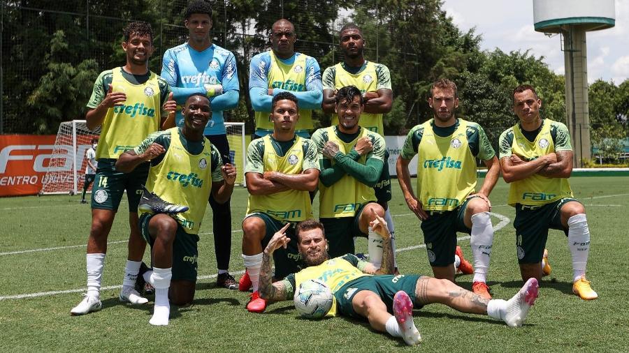 Jogadores do Palmeiras durante o treino na Academia de Futebol - Cesar Greco