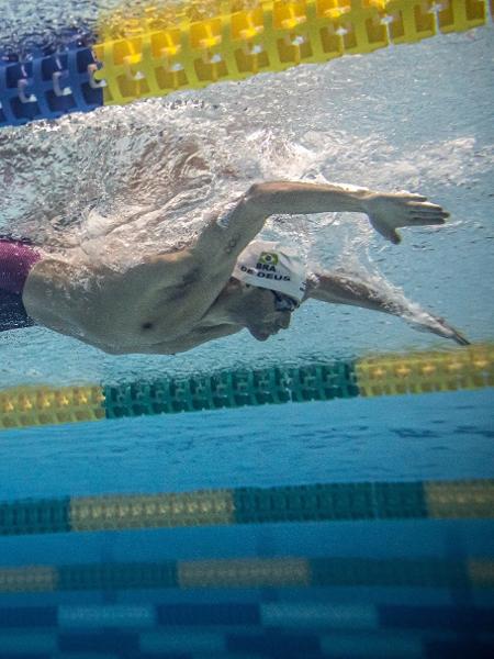 Leonardo de Deus, nadador brasileiro, em treino antes de estrear nos Jogos Olímpicos de Tóquio