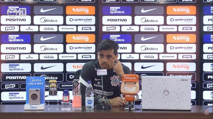 Fagner, lateral do Corinthians, em entrevista coletiva - Reprodução/ Corinthians TV