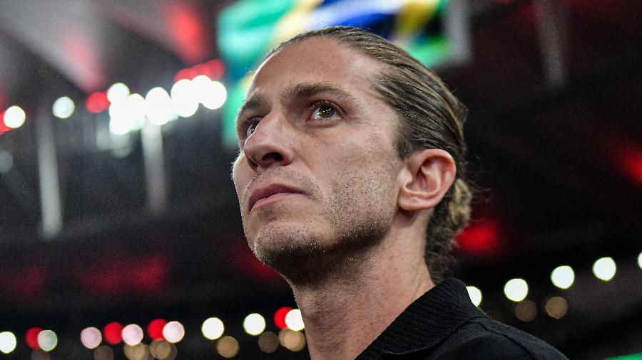  Filipe Luís, técnico do Flamengo, durante jogo contra o Corinthians