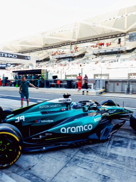 Felipe Drugovich, da Aston Martin, durante o treino livre do GP de Abu Dhabi