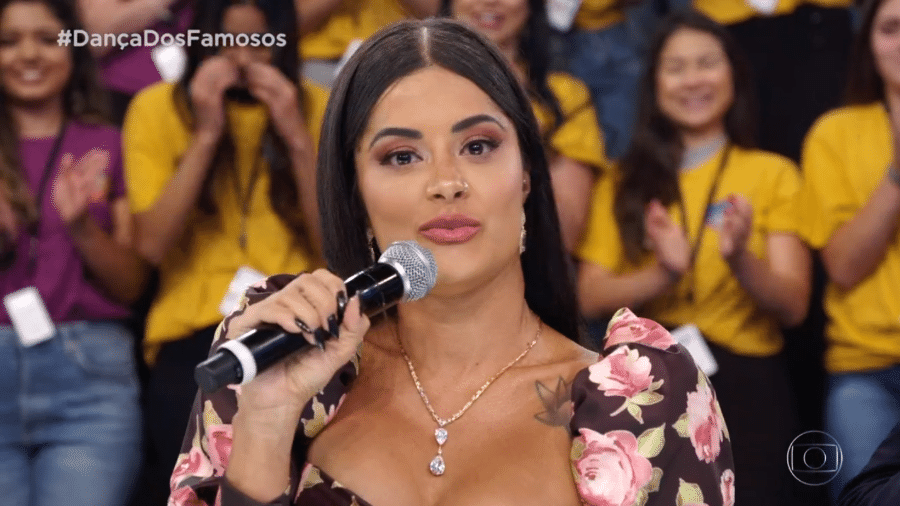 Aline Riscado se surpreende e reage a pergunta sobre suposto relacionamento com Gabigol, do Flamengo - reprodução/TV Globo