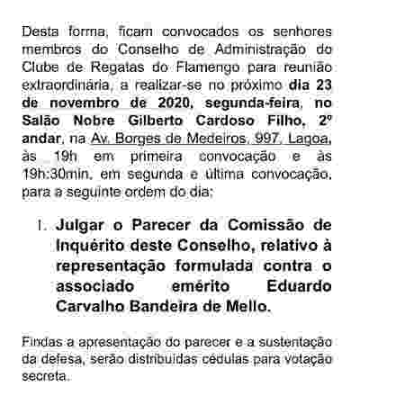 Conselho do Flamengo julga parecer de representação contra Bandeira de Mello no dia 23 de novembro - Reprodução - Reprodução