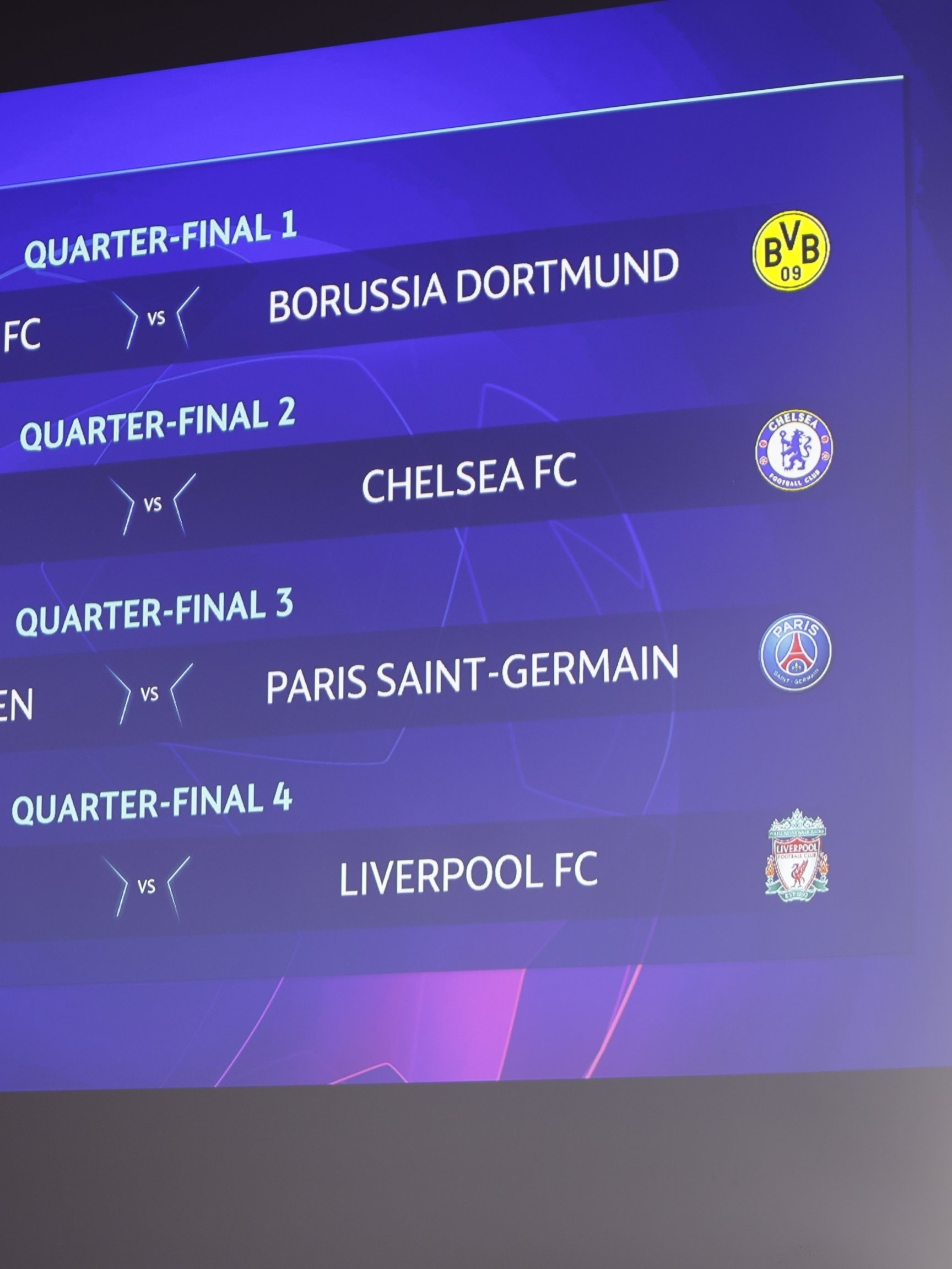 Veja como ficaram os duelos de quartas de finais da Champions League - WSCOM