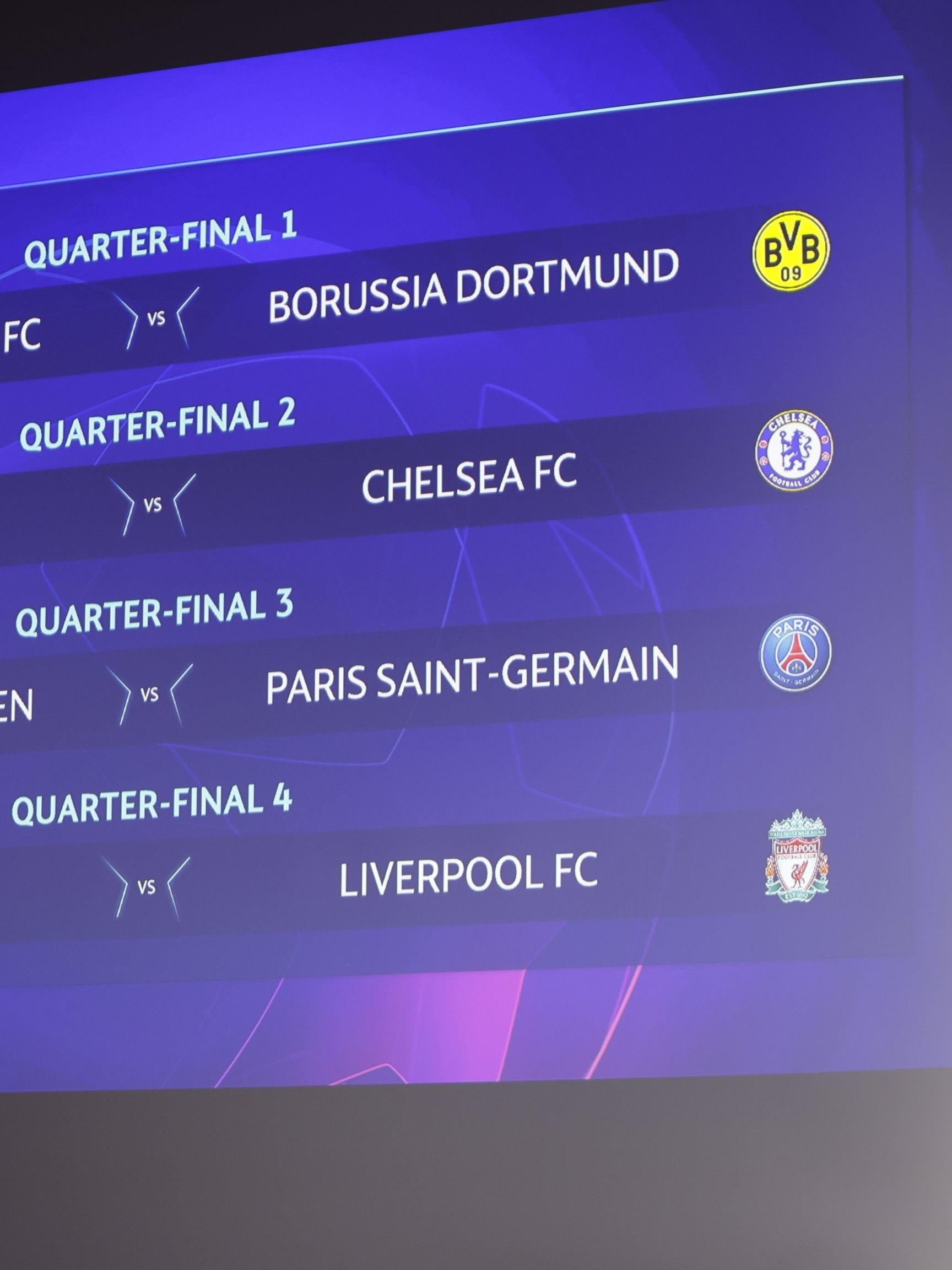 Programação dos jogos de ida das oitavas de final da UEFA