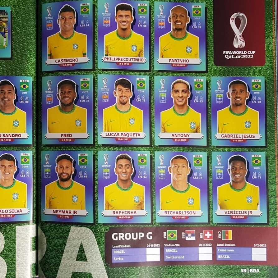 figurinhas copa 2022 seleção Brasil!