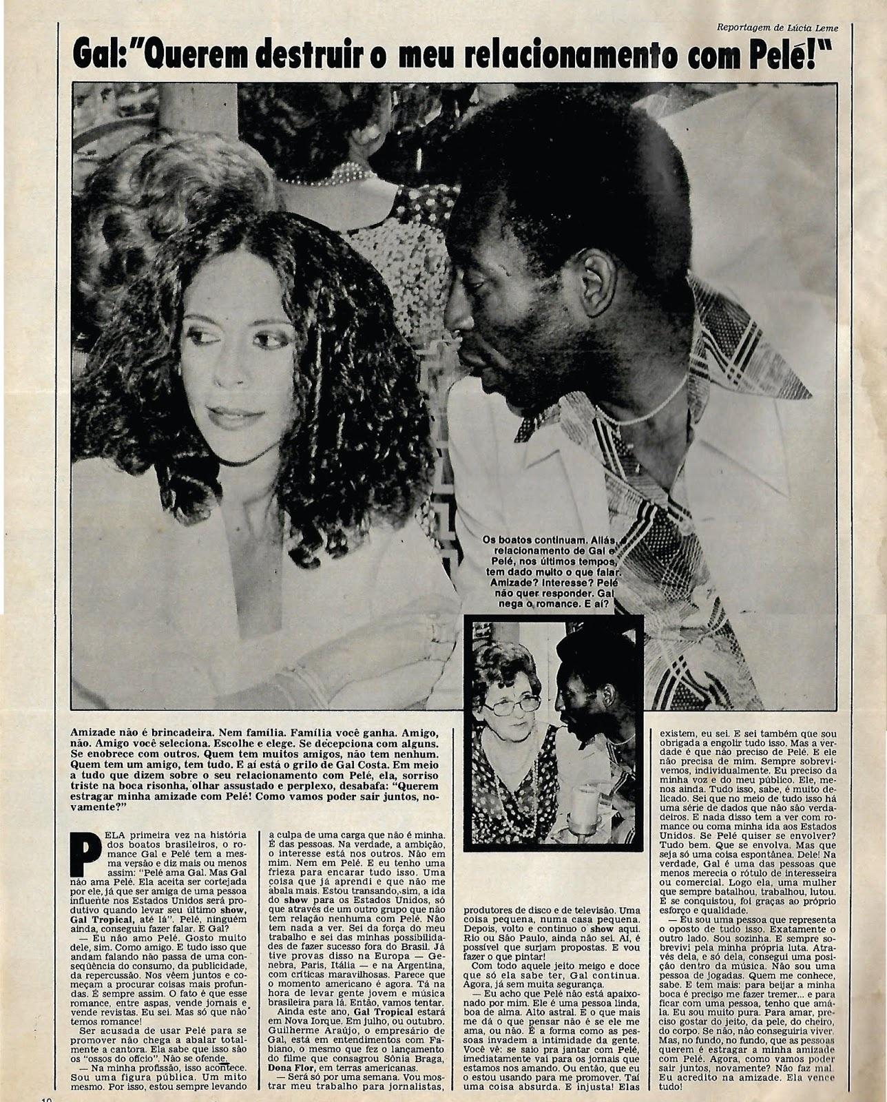 Gal Costa e Pelé em reportagem da Revista Manchete de 1979