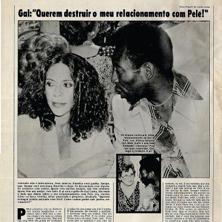 Gal Costa e Pelé em reportagem da Revista Manchete de 1979 - @capasderevistas/Twitter