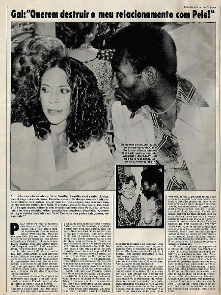 Gal Costa e Pelé em reportagem da Revista Manchete de 1979 - @capasderevistas/Twitter