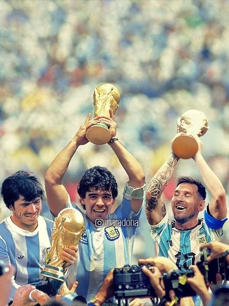 Perfil oficial de Maradona publica montagem com Messi e Passarella  - Reprodução/Instagram