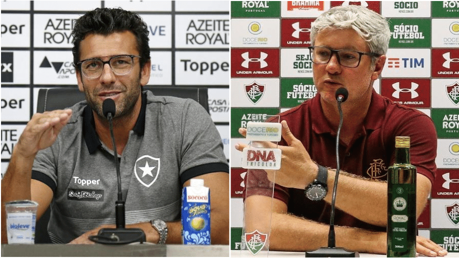 Técnicos de Botafogo e Fluminense, Alberto Valentim e Odair Hellmann encaram clássico por afirmação - Vitor Silva/BFR e Lucas Mercon/FFC