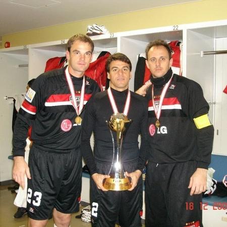 Flávio Kretzer, Bosco e Rogério Ceni, goleiros do São Paulo campeão mundial em 2005 - Arquivo pessoal - Arquivo pessoal