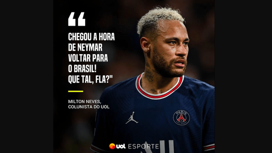 Opinião de Milton Neves sobre Neymar - Instagram/UOL ESPORTE