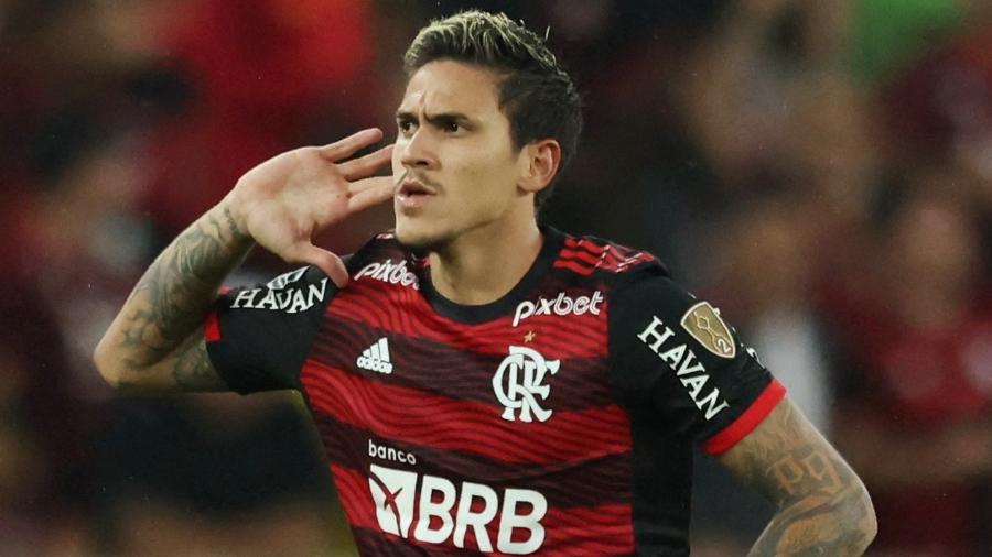 Pedro comemora gol marcado pelo Flamengo no duelo contra o Corinthians, válido pelas quartas de final da Libertadores - Sergio Moraes/Reuters