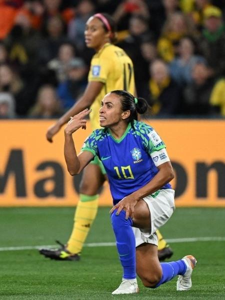 Marta durante a partida entre Brasil e Jamaica na Copa do Mundo feminina