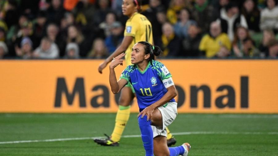 Marta durante a partida entre Brasil e Jamaica na Copa do Mundo Feminina