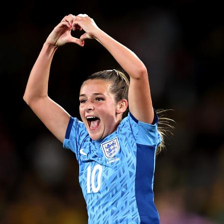 Ella Toone, da Inglaterra, comemora gol contra a Austrália pela Copa do Mundo feminina