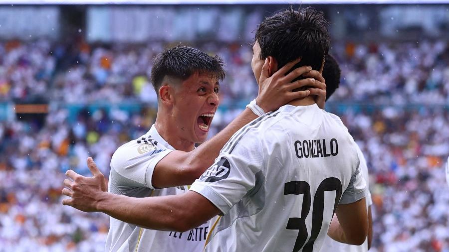 Gonzalo García comemora gol marcado pelo Real Madrid contra a Juventus no Mundial Gonzalo García comemora gol marcado pelo Real Madrid contra a Juventus no Mundial