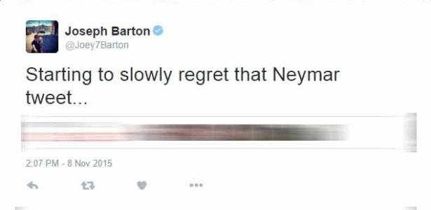 Em conta no Twitter, Joey Barton brinca com críticas feitas a Neymar - Reprodução