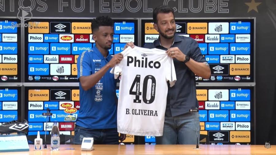 Bruno Oliveira vestirá a camisa 40 no Santos - Reprodução/Santos TV