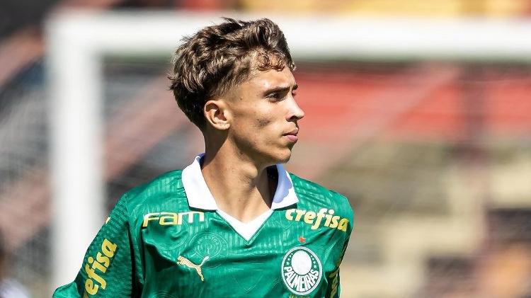 Marcus Vinnicius tem 16 anos e joga como lateral esquerdo no time sub-17 do Palmeiras