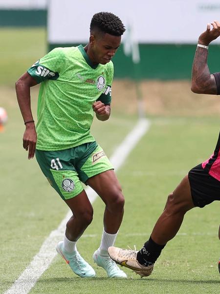 Estêvão, em jogo-treino entre Palmeiras e São Bernardo