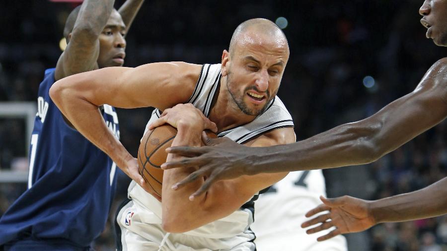 Manu Ginobili em partida dos Spurs contra o Minnesota Timberwolves - Ronald Cortes/AFP
