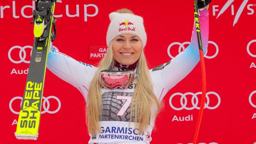 Esquiadora americana Lindsey Vonn comemora vitória em prova na Alemanha - Stephan Janse/AFP/dpa