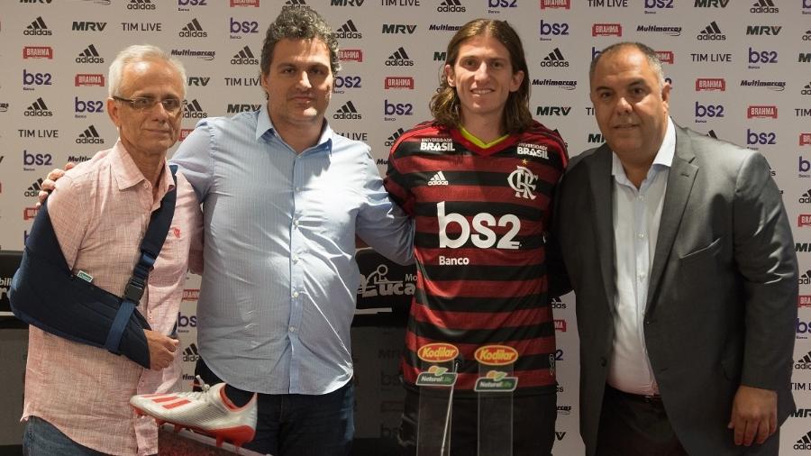 Filipe Luís é apresentado como novo reforço do Flamengo - Foto: Alexandre Vidal/CRF