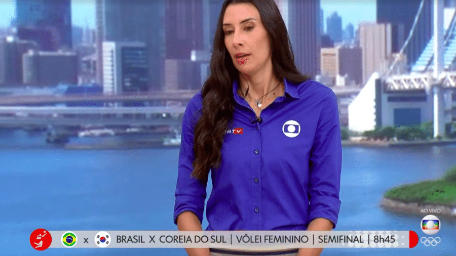 Sheilla Castro durante a transmissão olímpica na TV Globo - Transmissão 