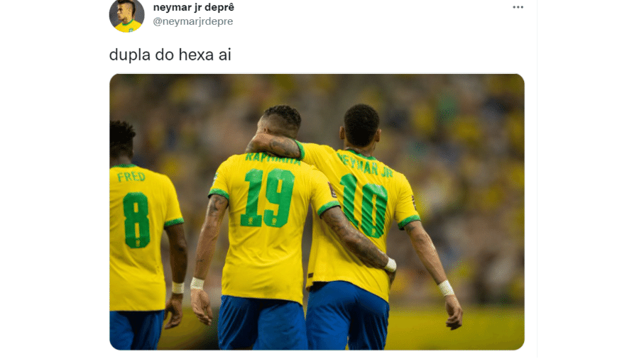 Empolgou! Torcedores elegem Neymar e Raphinha como "dulpa do hexa" - Twitter