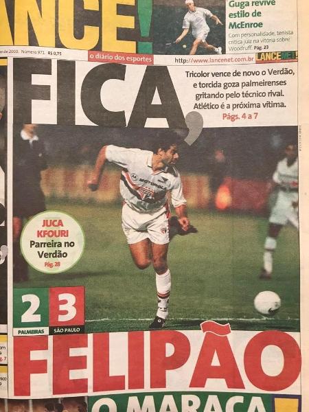 Capa do jornal Lance destacou o gol de letra de Raí no confronto entre São Paulo e Palmeiras pela Copa do Brasil de 2000 - Reprodução - Reprodução