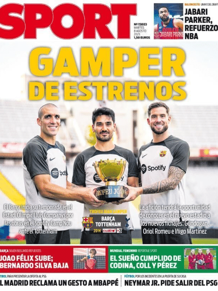 Neymar na capa de amanhã (8) do jornal Sport