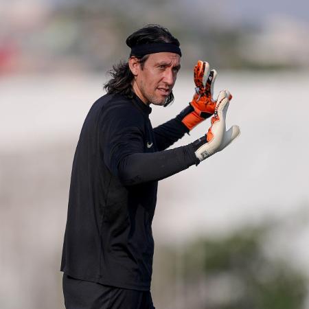 Cássio, do Corinthians, durante treino