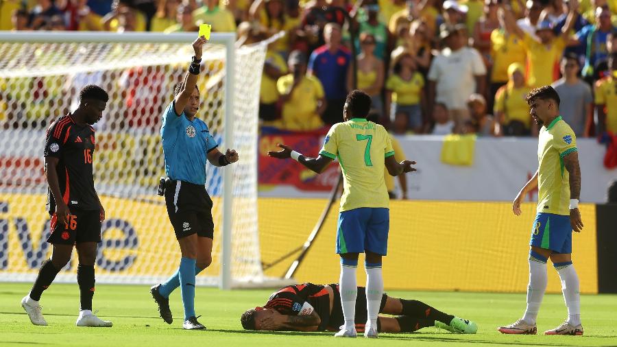 Vini Jr tomou cartão amarelo em Brasil x Colômbia e não jogará quartas de final da Copa América