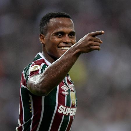 Arias comemora gol marcado pelo Fluminense contra o Palmeiras, pelo Brasileirão