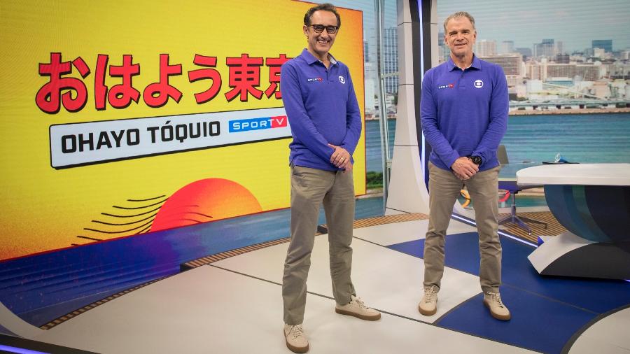 Marcelo Barreto e Bernardinho apresentam o "Ohayo Tóquio", no SporTV - Globo/João Cotta