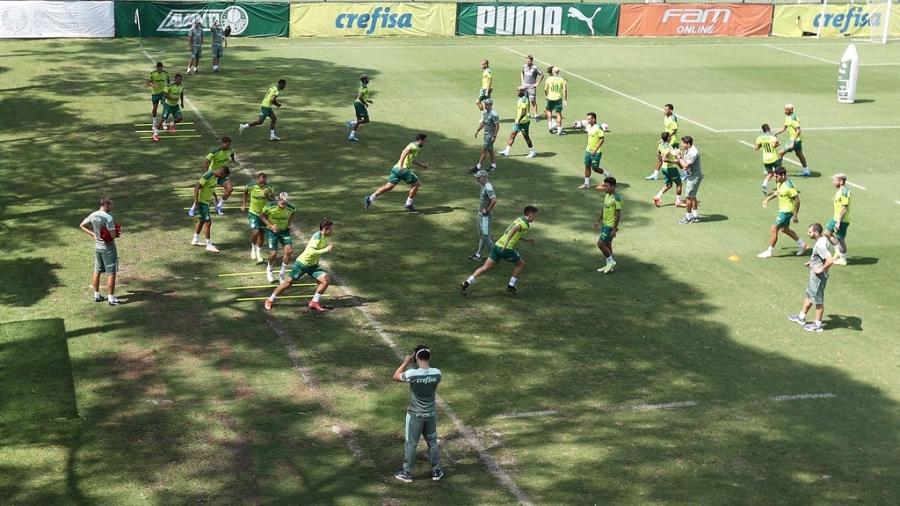 Jogadores do Palmeiras durante treino na Academia de Futebol - Cesar Greco/Palmeiras