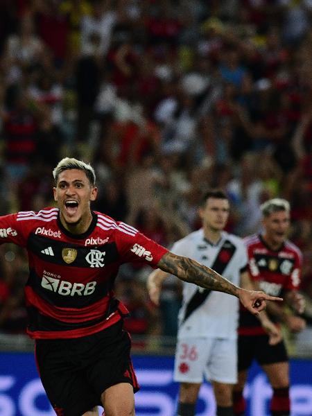 Pedro comemora gol do Flamengo na vitória por 3 a 1 sobre o Vasco. - Peter Ilicciev/Agência Enquadrar
