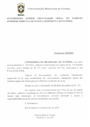 documento cbf - Reprodução - Reprodução