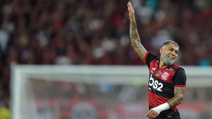 Gabigol celebra gol marcado contra o Independiente del Valle, na final da Recopa Sul-Americana - Thiago Ribeiro/AGIF