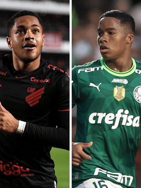 Os jovens atacantes Vítor Roque, do Athletico, e Endrick, do Palmeiras