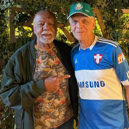 César Maluco e Ademir da Guia, ídolos históricos do Palmeiras, acompanham os jogos da equipe no camarote gastronômico do Allianz Parque