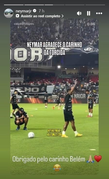 Neymar ironiza provocações da torcida do Remo: 'Obrigado pelo carinho'