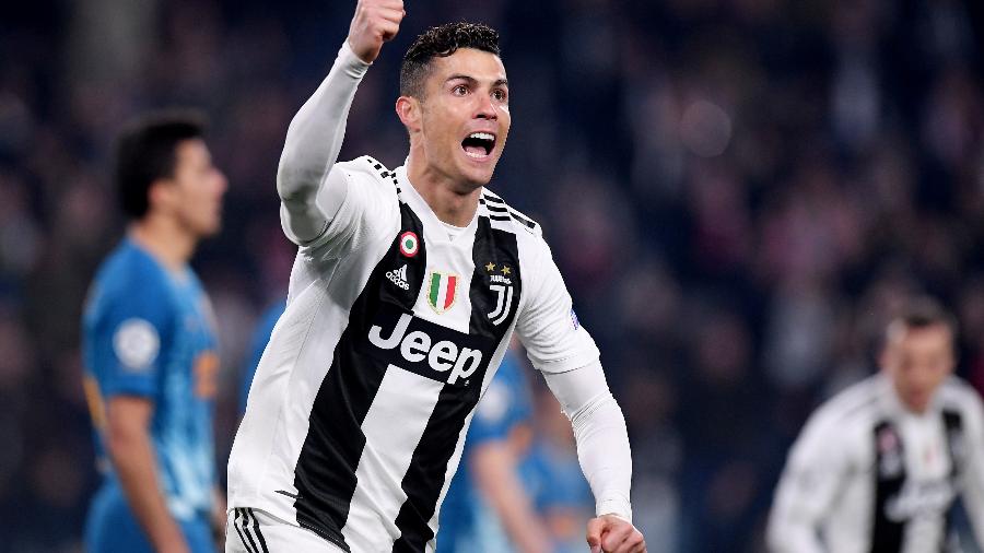 Cristiano Ronaldo comemora o segundo gol da Juventus diante do Atlético de Madri pela Liga dos Campeões 2018/2019 - Alberto Lingria/Reuters