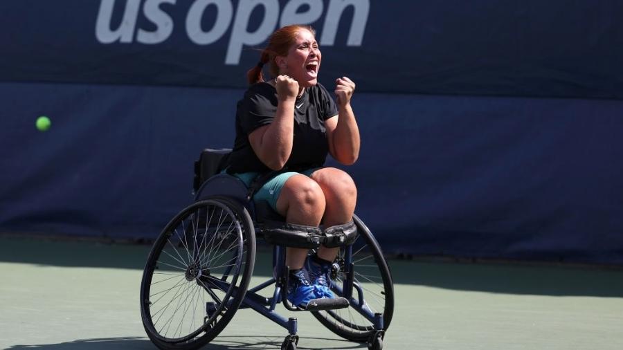 A brasileira Jade Lanai venceu a final do US Open e se tornou a primeira campeã de um Slam júnior de cadeira de rodas - Al Bello/Getty