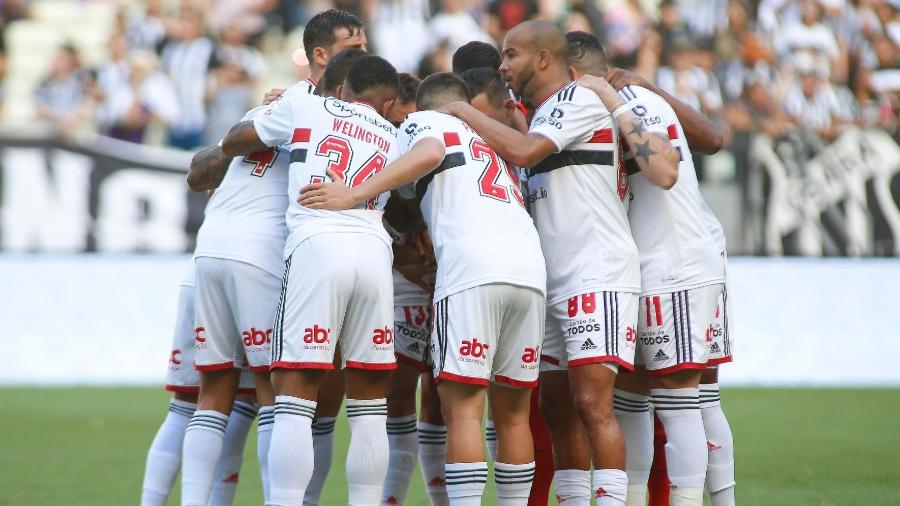Atletas do São Paulo se reúnem antes de jogo contra o Ceará, pelo Campeonato Brasileiro 2022 - Miguel Schincariol / saopaulofc.net