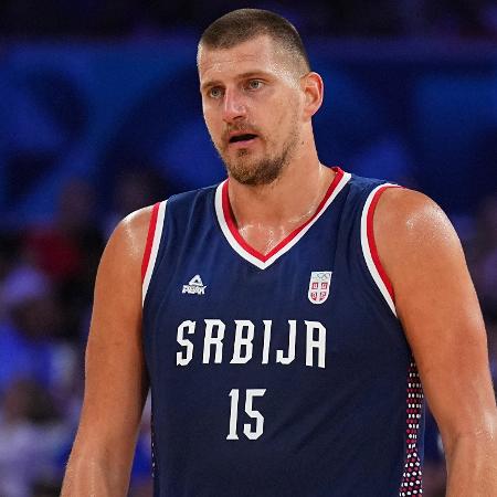 Nikola Jokic, da Sérvia, durante jogo contra Porto Rico, pelas Olimpíadas de Paris-2024